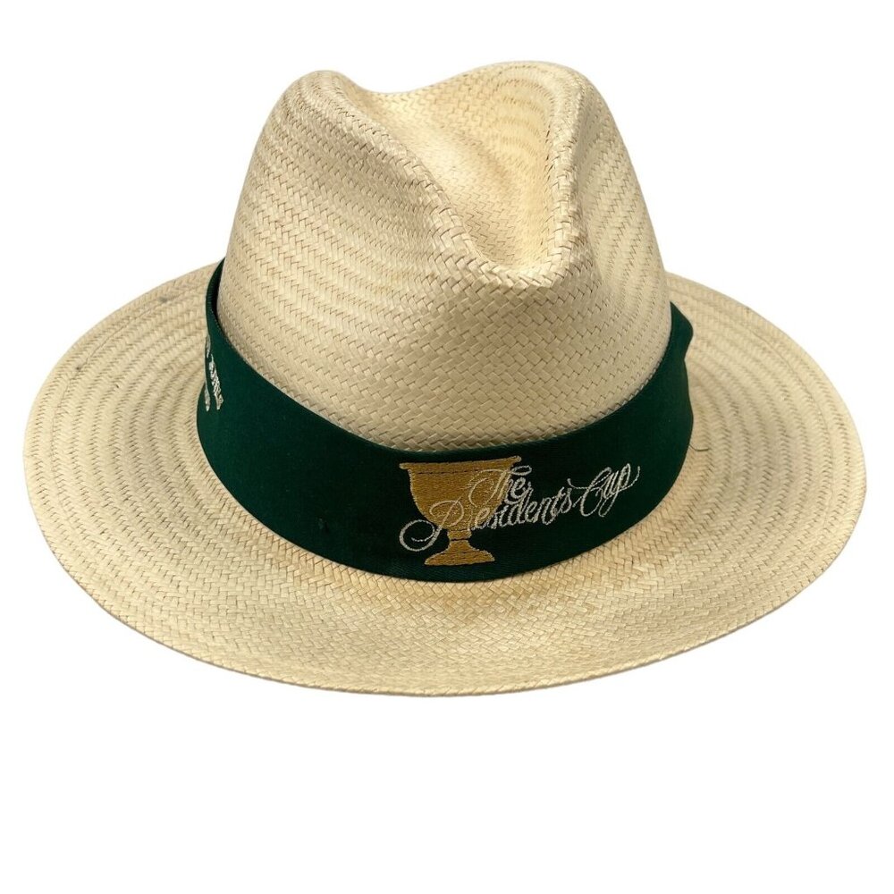 Vintage The Presidents Cup Robert Trent Jones Golf Club Straw Hat Made in USA